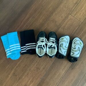 Girls Soccer Cleats, Shin Guard, and Two Pairs of Soccer Socks